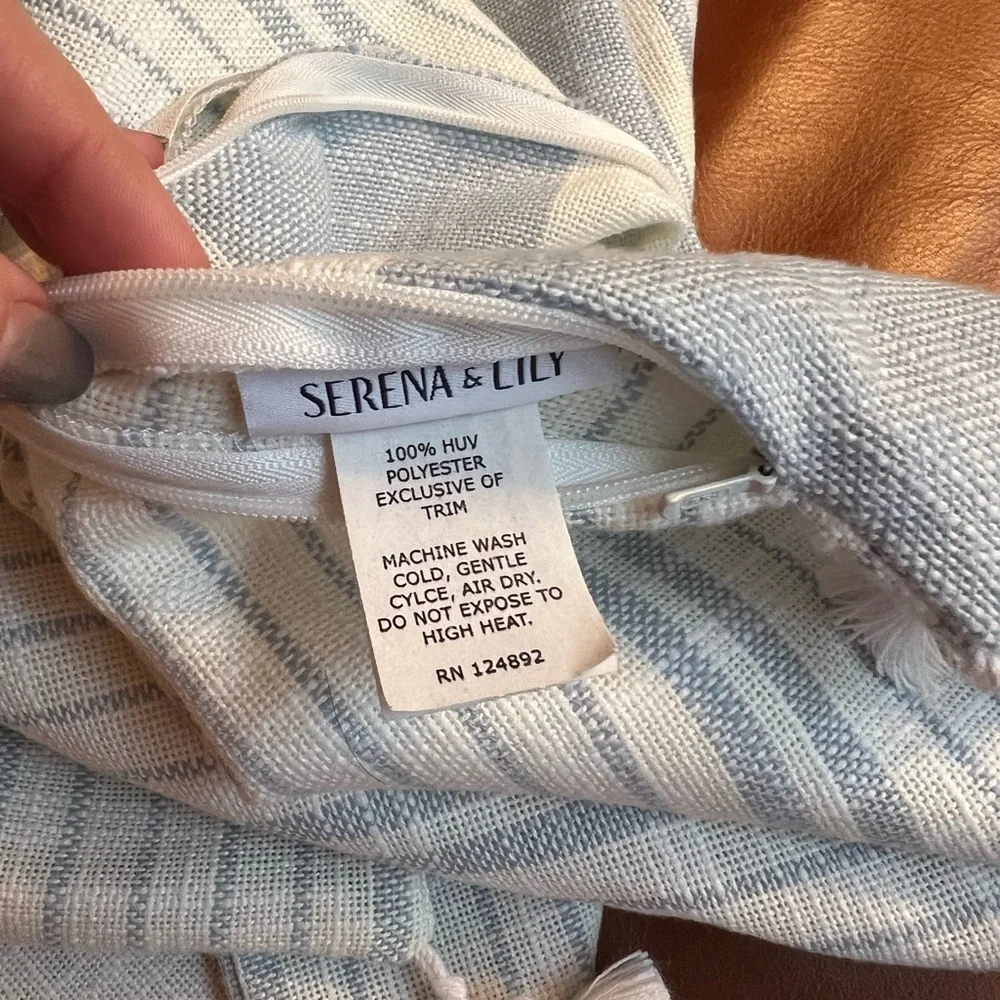NWT! Pair of Serena & Lily Bay Stripe Outdoor Pillow Covers - 20” Square